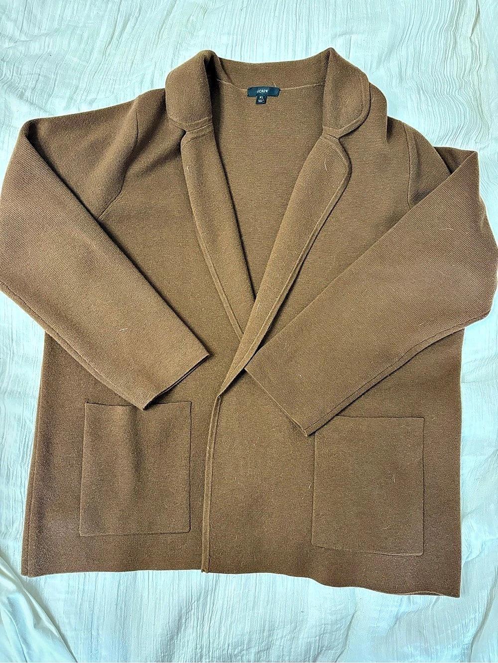 J.Crew Sophie Open-Front Sweater-Blazer Brown XL